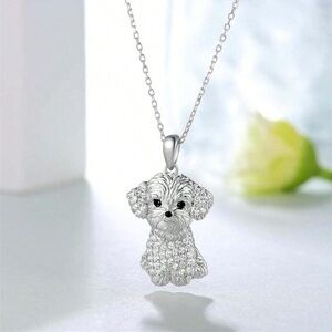 Silver Maltese Dog Necklace, Maltese Necklace